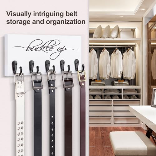 GZOO Tie Rack and Belt Organizer for Closet, Wall Mount Belt Hanger and Tie Organizer for Stores and Displays Mens Accessories for Easy Selection and Space Saving Efficiency(11.4" x 4.7") (White) - Image 4