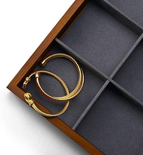 Oirlv Solid Wood Jewelry Tray,Jewelry Drawer Organizer,12 Grid(Grey) - Image 3