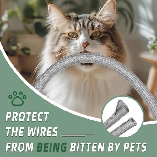 Split Wire Loom Tubing, Cable Protector Sleeve, Braided Cable Management for TV/Computer/Home Theater/Engine Bay, Cord Protectors from Pets No Chew (Grey, 3/8"-25ft) - Image 5