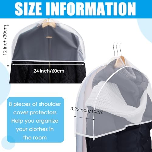 Patelai 8 Pcs 4''gusseted Shoulder Covers for Clothes Semi-transparent - Image 2