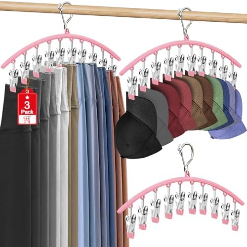 3 Pack Hat Hangers for Closet, Metal Hat Organizer for Baseball Caps by Eunhdet