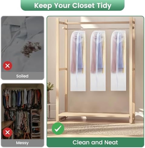 Carbrea 10" Gusseted Garment Bags for Hanging Clothes, 43 inches, 3 Pack - Image 7