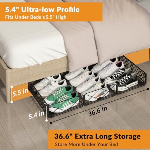 NADAMOO Low Profile Under Bed Storage with Wheels, 5.4" Ultra-Thin, 2 Pack - Image 2
