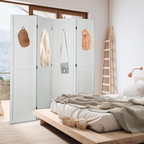 Pegboard Room Divider Freestanding Wood Room Partition Divider - Image 7