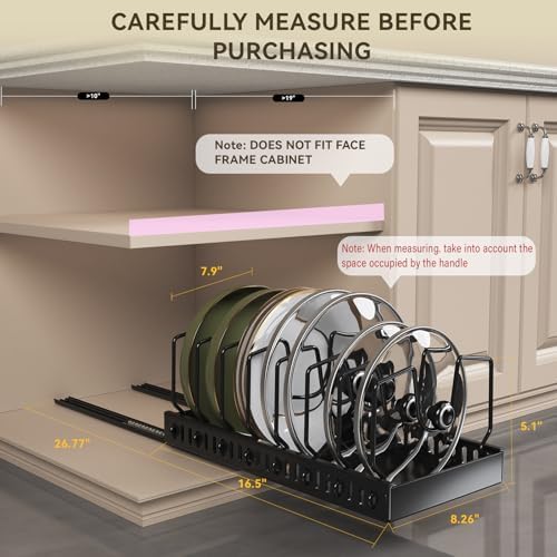 Black Pull Out Pot Lid Organizer, Cabinet Pan Rack - Image 2