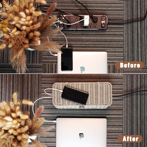 Cable Management Box, Cord Organizer with Lid & Cable Ties - Gray, M - Image 5