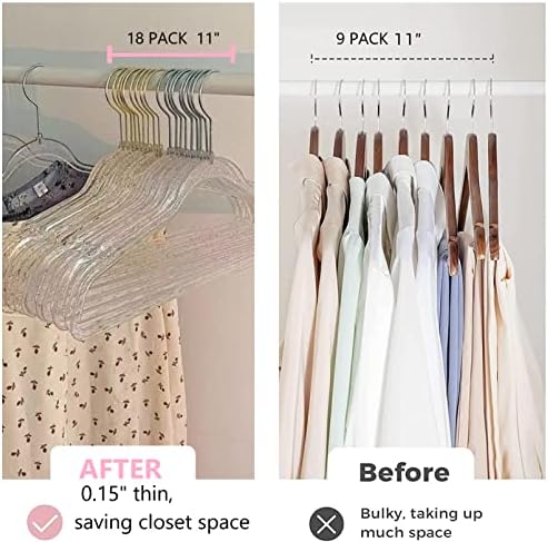Pink Clothes Hangers 16", 40 Pack Plastic Clear Coat Hanger for Adult Closet, Durable Bling Ganchos de Ropa with Swivel Hook, Notched Shoulders & Ultra-Thin Space Saving Laundry Hanger for Dress Suits - Image 5
