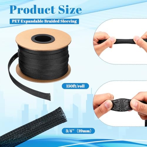 Pangda Braided Wire Loom 3/4'' X 150 Ft, Black - Image 3