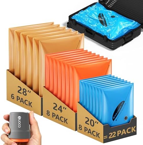 Travel Vacuum Bags with Cordless Electric Pump, 22 Combo Compression Packing Cubes for Clothing Clothes, Luggage Suitcase Organizer, Space Saver Vacation Cruise Travel Essentials, Multicolor by SUOCO