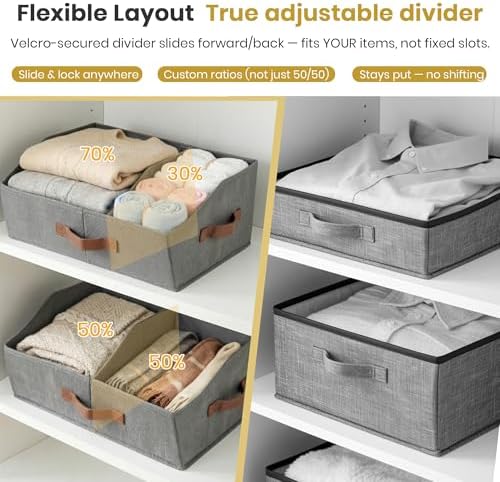 Closet Organizers Storage, Large Collapsible Bin 4pc, Dark Gray - Image 5
