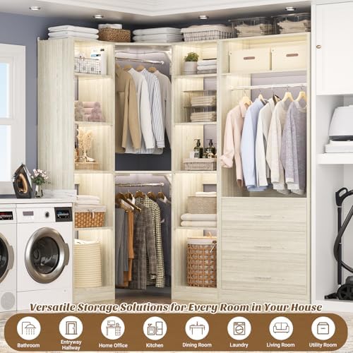 Besiost Corner Closet System with 3 Drawers, Corner Closet Organizer System - Image 5