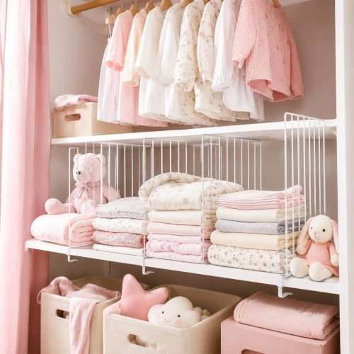 Baluue Shelf Dividers for Closet Organization, Clip On Shelving Separators for Wood Shelves Purse Organizer for Closets Sweater Clothing and Linen Storage 20 X 11. 8 Inch - Image 3