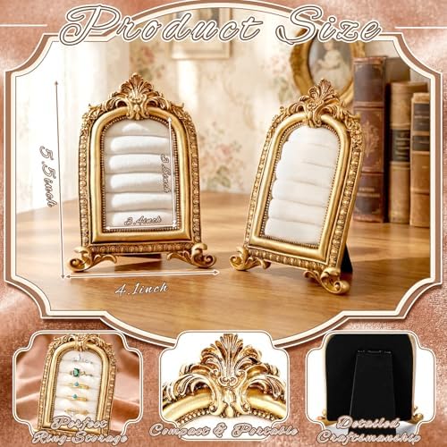 Liliaafar Vintage Ring Holder Frame Style Gold Ring Wedding Display - Image 2