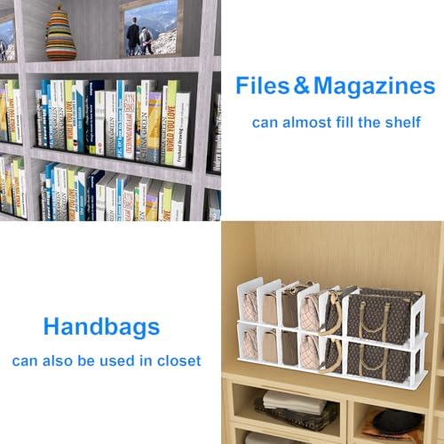 Adjustable Vertical File Sorter Sturdy Plastic Expandable Upright File Holder, Desktop Binder Organizer, Home School Office File Organizer Bookshelf Divider, Assemble Easily Endlessly, White - Image 4