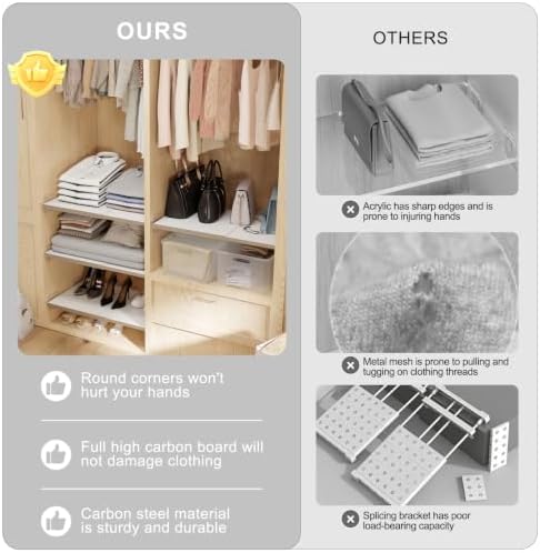 Cream White Adjustable Shelf for Closet (L：14.2-24.4in W：11.81 in) - Image 5