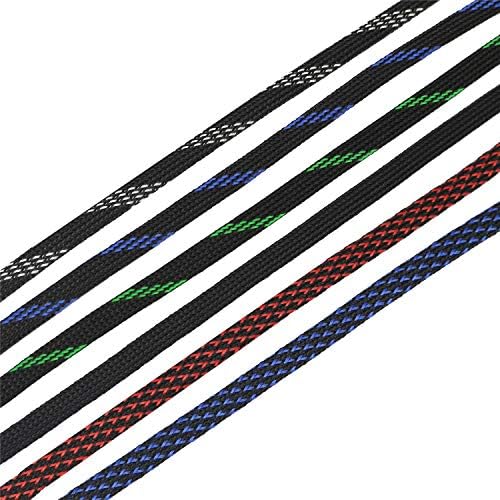 30ft PET Expandable Sleeving Wire Cable Sleeve (1/3", Steel Blue&Black) - Image 6