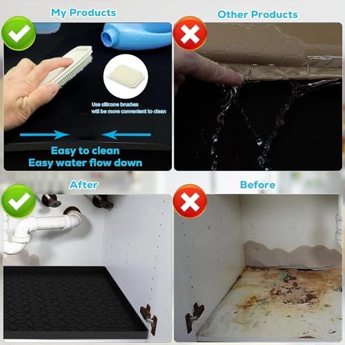Under Sink Mat for Kitchen, Silicone Waterproof Liner, Flexible Organizer Tray with Drain Hole, 3.4 Gallons Capacity, Easy to Clean - Image 4