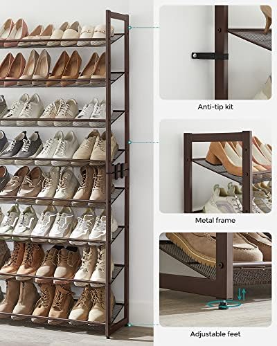 SONGMICS Metal Shoe Rack, 8-Tier Shoe Orgainzer, Holds 32-40 Pairs - Image 5
