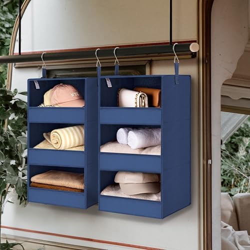 GRANNY SAYS 3-Shelf Hanging Closet Organizer, Foldable Storage, Navy - Image 5
