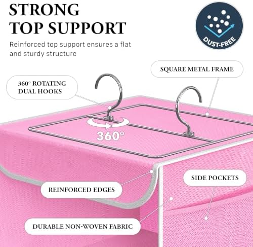 Simple Houseware 6 Shelf Hanging Closet Organizer, Pink - Image 3