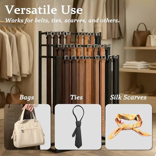 Belt Display Stand,Floor Mounted Belt Hanger, Metal Men Belt Organizer, Commercial Tie Scarf Display Stand for Clothing Retail and Home (Black) - Image 5