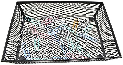HAHIYO Stackable Mesh Tray Cup 9 x 6 x 2 inches Sturdy Container for Desk Drawer Organizer Collection for Home Office School kitchen Soft Foam Feet No Sharp Edges 1 Pack Black - Image 4
