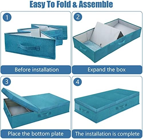 Supowin 2Pack Large Underbed Storage Containers Bin with Lids, Cyan Blue - Image 3