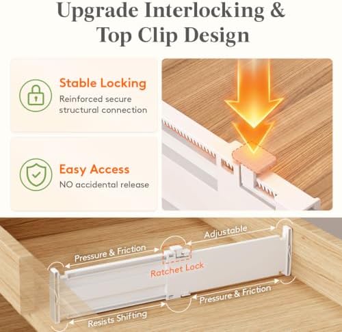 Lifewit 3.2" High Drawer Dividers for Clothes, Adjustable Drawer Organizers - Image 5