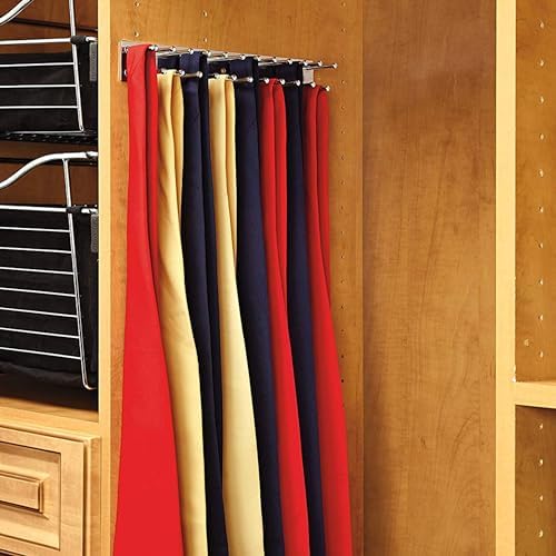 Rev-A-Shelf Pull Out 12" Side Mount Extending Closet Tie & Belt Organization Storage Rack Holder for Up to 23 Ties, Chrome, TRC-12CR - Image 3