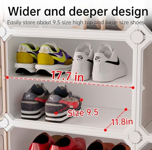 MAGINELS 6-Tier Shoe Rack,Expandable Plastic Shoe Cabinet. Shoe Storage with Door,Entryway, Closets, Hallway, and Bedroom.Accommodates Up to 24 Pairs of Shoes.Grey (6 Tier 24 Pairs（White）) - Image 2