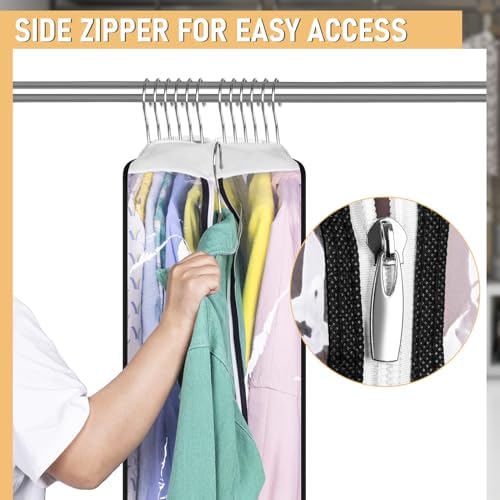 MISSLO 32" All Clear Garment Bags for Hanging Clothes 10" Gusseted Suit Bags for Closet Storage Suit Cover Hanging Clothes Storage for Shirts, Coats, 3 Packs - Image 5