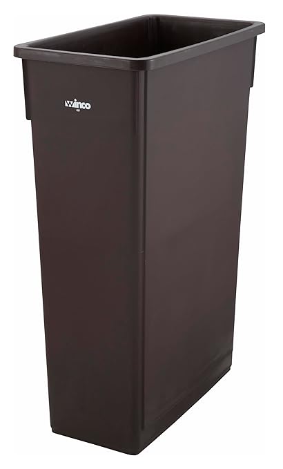 Winco Slender Trash Can, 23-Gallon, Brown