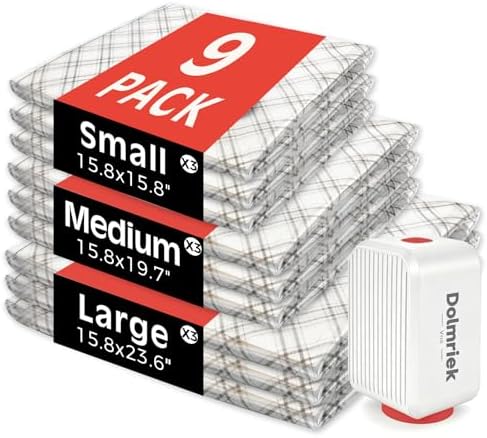 9-Pack Vacuum Seal Bags for Clothing Travel with Cordless Pump by DolmriekTravelVacuumBags