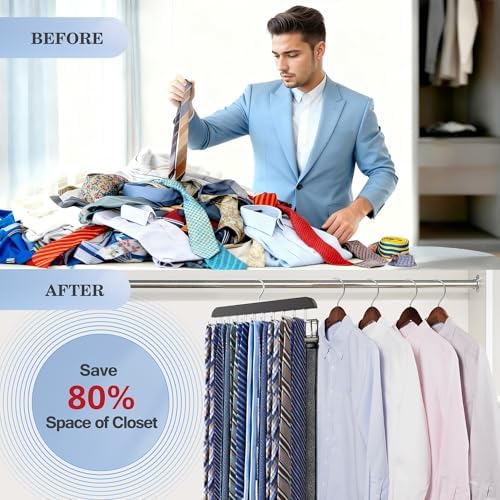 Tie Rack Hanger for Closet,1 Blet Organizer for Men with 20 Foldable Hooks - Image 2