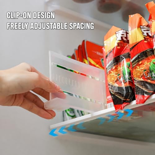 Refrigerator Shelf Divider 4 Pack, Adjustable Fridge Organizer Divider, Expandable Refrigerator Partition Board, Clip-On Shelf Separator for Fridge, Freezer, Pantry & Kitchen Storage - Image 2