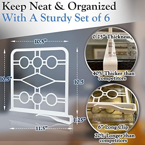 Shelf Dividers for Closet, Set of 6 White, Tool-Free Easy-Clip - Image 4