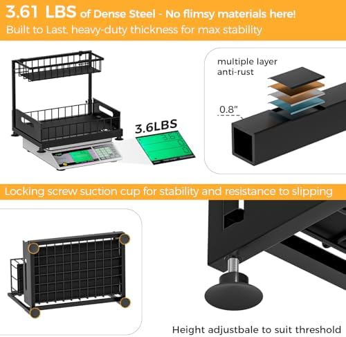 Saydear L-Shaped Under Sink Organizer, 2-Tier Pull-out Cabinet Rack 1-Pack - Image 6