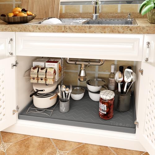 TigeJoy Under Sink Mats for Kitchen Waterproof 25" x 22", Cabinet Liner - Image 2