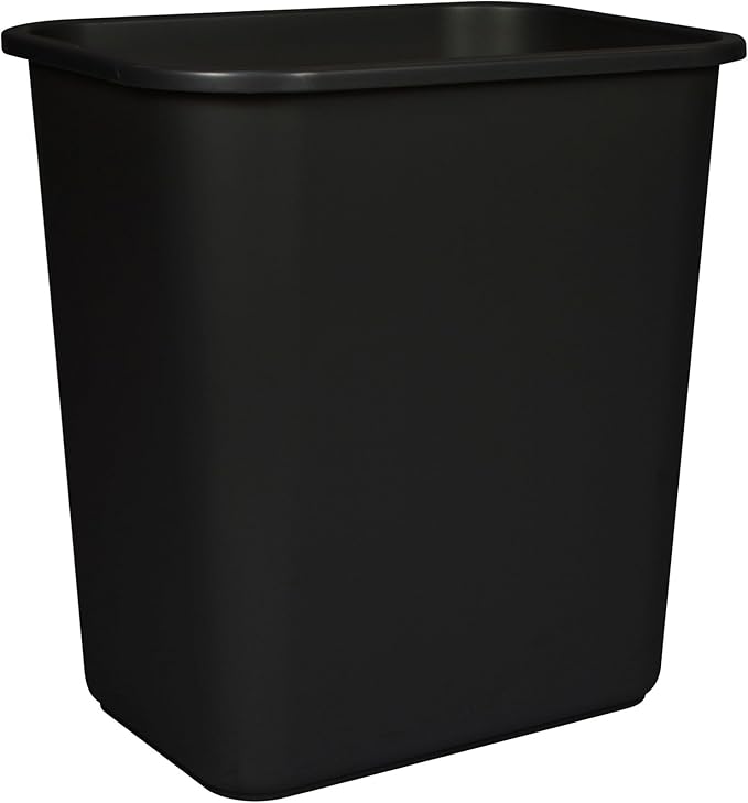 Storex Medium Waste Basket, 15 x 10.5 x 15 Inches, Black, 1 Count (00710A24C)