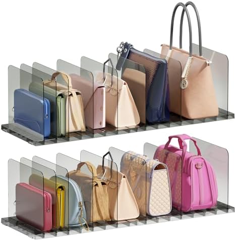 PAVSTINE 4 Pack Adjustable Purse Organizer, Stackable Closet Storage, Black by PAVSTINE
