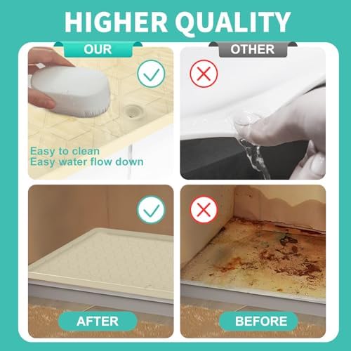 Under Sink Mat for Kitchen Silicone Waterproof Under Sink Liner, Flexible Sink Cabinet Organizer Tray with Drain Hole, Hold up to 3.3 Gallons Liquid, Easy to Clean (Beige, 34X22) - Image 6