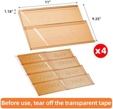 PanPanPal Spice Drawer Organizer, 4 Tier- 4 Pack Amber Acrylic Drawer Seasoning Organizer, Expandable From 11'' to 22'' Kitchen Spice Rack Organizers and Storage for Drawer (Jars not included) - Image 5