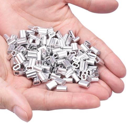 CooBigo 120Pcs 1/8""Cable Crimp Sleeves, Aluminum Wire Rope Crimping Loop Sleeve. Cable Ferrules for Cable and Wire Rope Crimp Double Barrel Crimp Sleeves (M3-1/8"") - Image 6