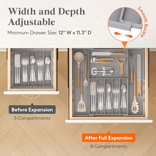 Lifewit Expandable Silverware Drawer Organizer, Utensil Tray for Kitchen - Image 6