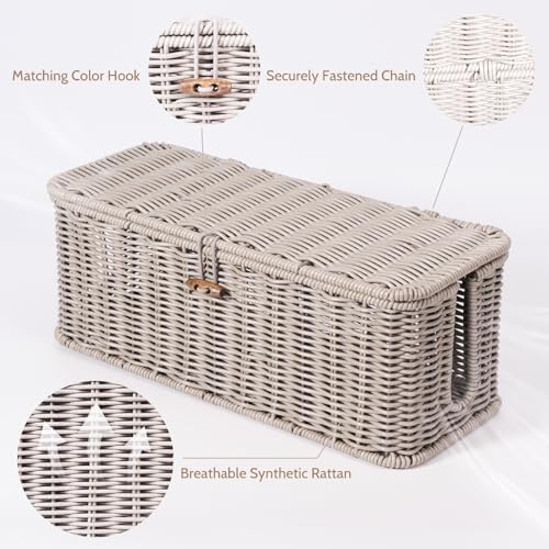 Cable Management Box, Cord Organizer with Lid & Cable Ties - Gray Set - Image 2