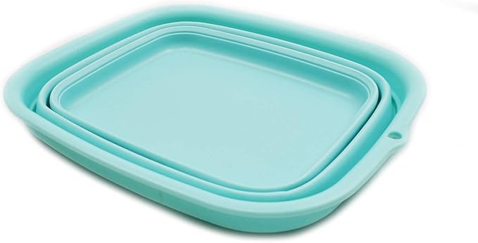 SAMMART 7.7L (2 Gallon) Collapsible Tub - Foldable Dish Tub - Portable Washing Basin - Space Saving Plastic Washtub (Lake Green, S)
