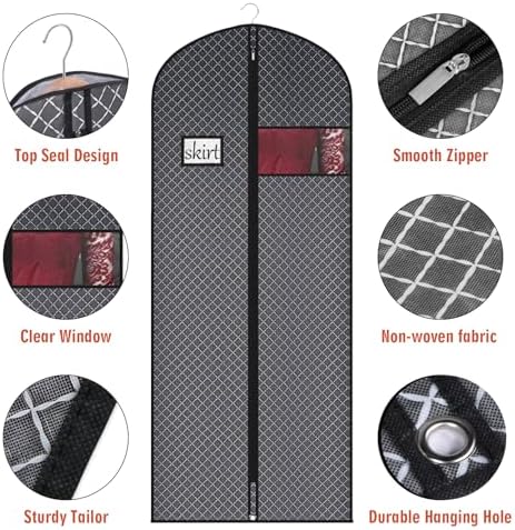 Univivi 60 Inch Lightweight Garment Bag for Hanging Clothes, 10 Pack, Black - Image 3