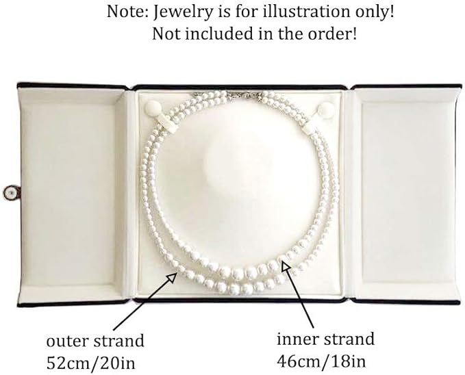 Velvet Jewelry Case for Pearl Necklace Large Velvet Necklace Stoarge Box for Pearl Strands Multi-strand Necklace Storage Box (Jewelry not included)