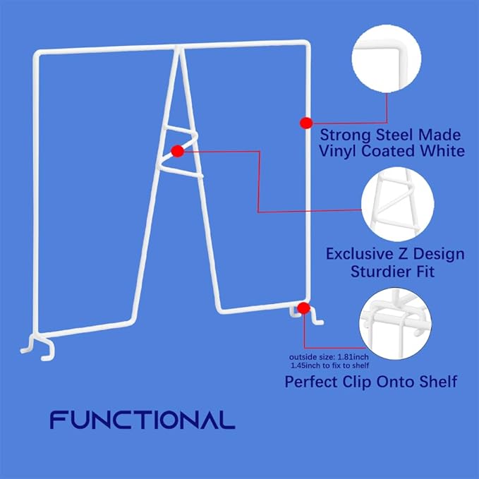 Wire Shelf Dividers - White Closet Organization & Storage Organizer - No Tool Shelf Divider for Wire Shelves - Metal Shelf Accessories – for 12“ Deep Wire Shelves – Tall 12” Height – 20 Pack