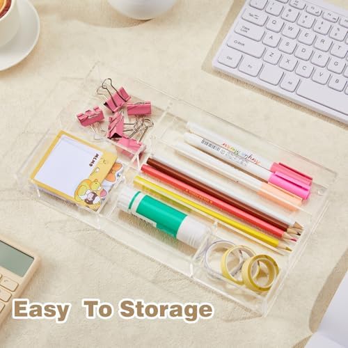 Briwooody Clear Acrylic Drawer Organizer,6 Compartments,Small - Image 3